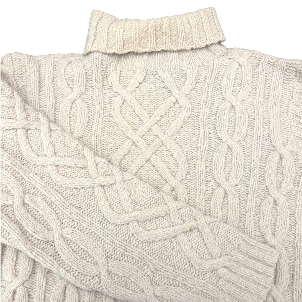 Vintage 90's Polo Sport Ralph Lauren Cable Knit Wool Turtleneck Sweater Mens XL